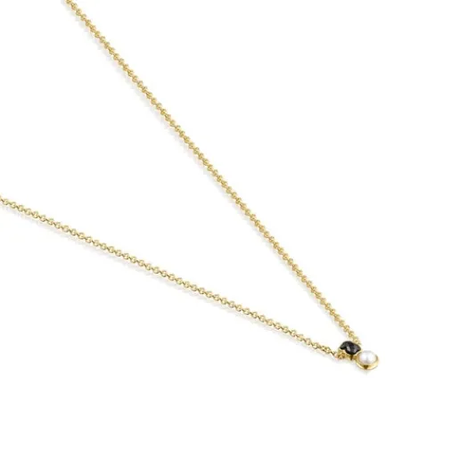 Collar con baño de oro 18 kt sobre plata y ónix y perla Glory^TOUS Online