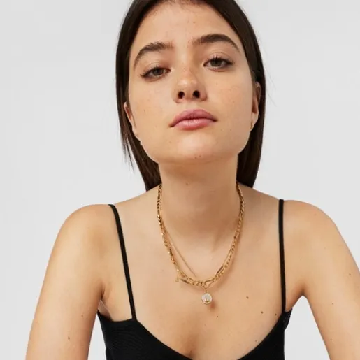 Collar con baño de oro 18 kt sobre plata y pirita Bold Bear^TOUS Sale