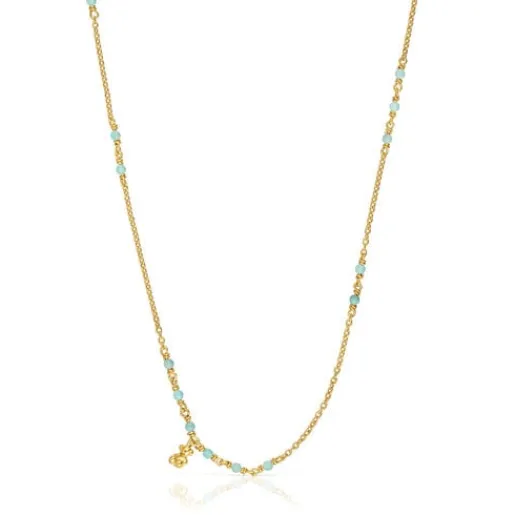 Collar con baño de oro 18 kt sobre plata y amazonita Bold Bear^TOUS Sale