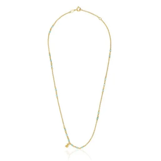 Collar con baño de oro 18 kt sobre plata y amazonita Bold Bear^TOUS Sale
