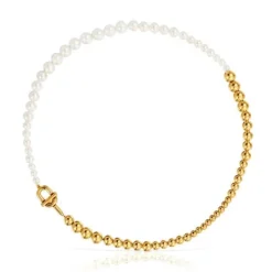 Collar con baño de oro 18 kt sobre plata y perlas cultivadas MANIFESTO^TOUS Discount