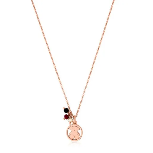 Collar con baño de oro rosa 18 kt sobre plata y ónix, rubí tratado y perla cultivada Camille^TOUS Best