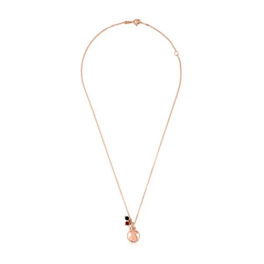 Collar con baño de oro rosa 18 kt sobre plata y ónix, rubí tratado y perla cultivada Camille^TOUS Best