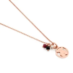 Collar con baño de oro rosa 18 kt sobre plata y ónix, rubí tratado y perla cultivada Camille^TOUS Best