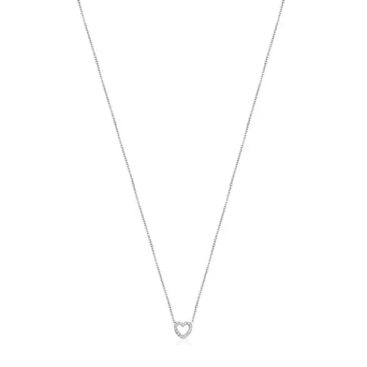 Collar corazón de oro blanco y diamantes Les Classiques^TOUS Discount