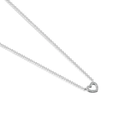 Collar corazón de oro blanco y diamantes Les Classiques^TOUS Discount