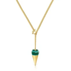 Collar corto con baño de oro 18 kt sobre plata y malaquita crisocola X LEA COLOMBO^TOUS Hot
