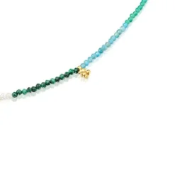 Collar corto con baño de oro 18 kt sobre plata y turmalinas Bold Bear^TOUS