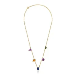 Collar corto con baño de oro 18 kt sobre plata y gemas creadas en laboratorio Color LGG^TOUS Sale
