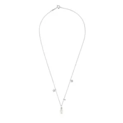 Collar corto de oro blanco con diamantes, perla cultivada y motivos Grain^TOUS Best