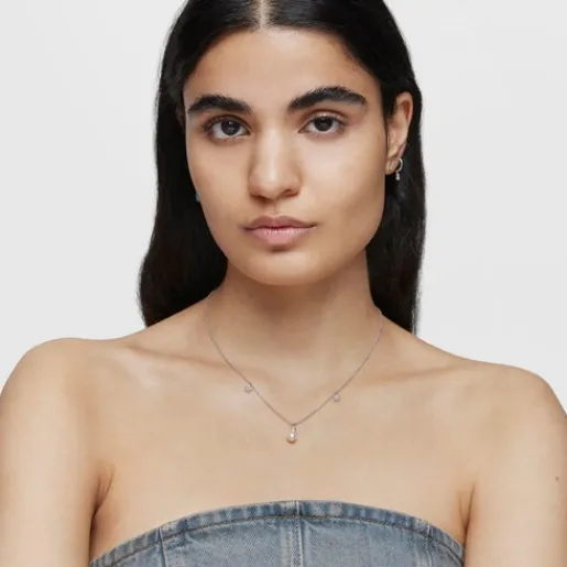 Collar corto de oro blanco con diamantes, perla cultivada y motivos Grain^TOUS Best