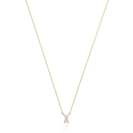 Collar corto de oro y 0,05 ct de diamantes letra X Alphabet^TOUS Clearance