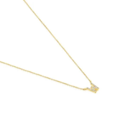 Collar corto de oro y 0,05 ct de diamantes letra W Alphabet^TOUS Hot