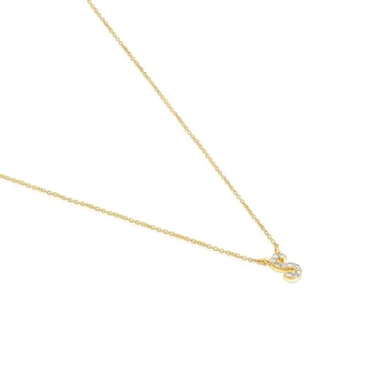 Collar corto de oro y 0,05 ct de diamantes letra S Alphabet^TOUS