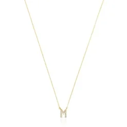 Collar corto de oro y 0,05 ct de diamantes letra M Alphabet^TOUS