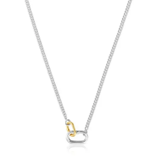 Collar corto de plata con anillas bicolor Hold Oval^TOUS Hot