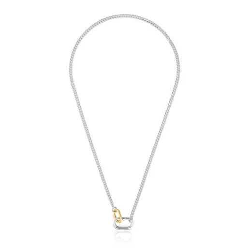 Collar corto de plata con anillas bicolor Hold Oval^TOUS Hot