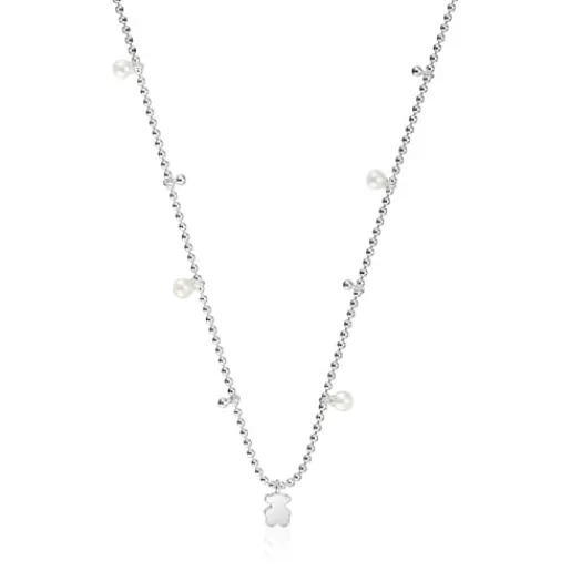 Collar corto de plata perlas cultivadas y detalle colgante oso Sweet Dolls^TOUS Best