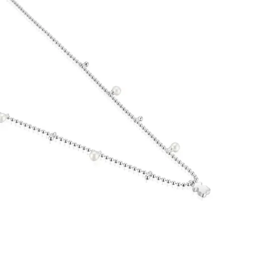 Collar corto de plata perlas cultivadas y detalle colgante oso Sweet Dolls^TOUS Best