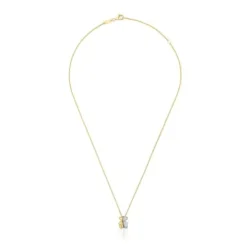 Collar corto doble oso pequeño de oro y oro blanco con diamantes Bold Bear^TOUS