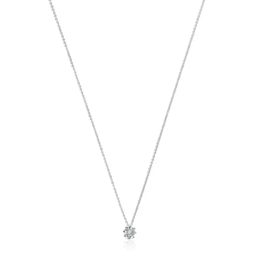 Collar corto rosetón de oro blanco y diamantes 0,10 ct Les Classiques^TOUS Hot