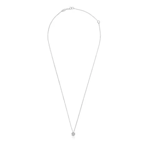 Collar corto rosetón de oro blanco y diamantes 0,10 ct Les Classiques^TOUS Hot