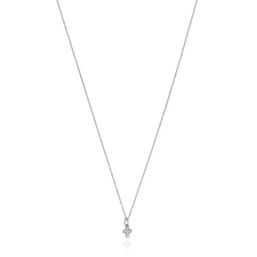 Collar cruz de oro blanco con diamantes Les Classiques^TOUS Clearance