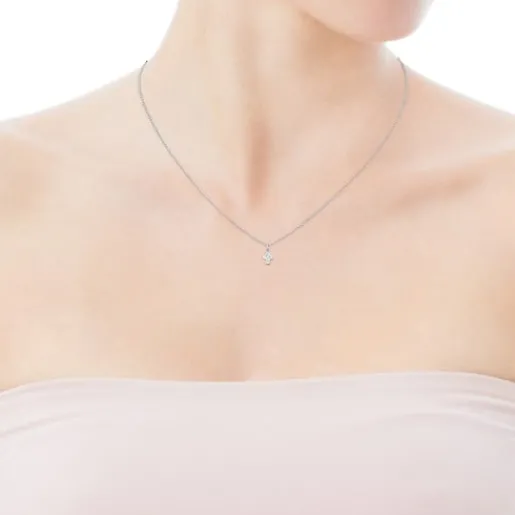 Collar cruz de oro blanco con diamantes Les Classiques^TOUS Clearance
