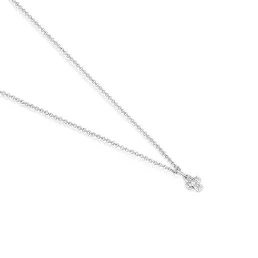 Collar cruz de oro blanco con diamantes Les Classiques^TOUS