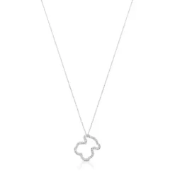 Collar de oro blanco con diamantes motivo oso mediano Icon Gems^TOUS Outlet