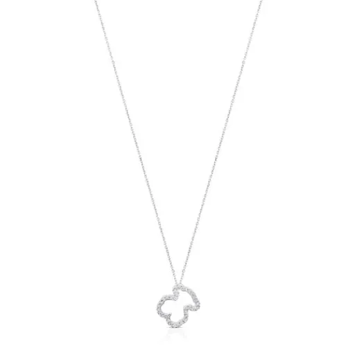 Collar de oro blanco con diamantes motivo oso pequeño Icon Gems^TOUS New