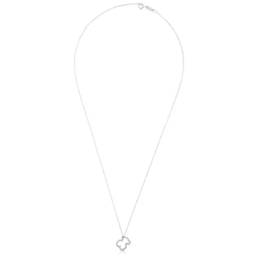 Collar de oro blanco con diamantes motivo oso pequeño Icon Gems^TOUS New