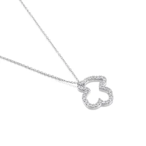 Collar de oro blanco con diamantes motivo oso pequeño Icon Gems^TOUS New