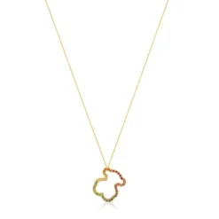 Collar de oro con gemas multicolores motivo oso mediano Icon Gems^TOUS Online