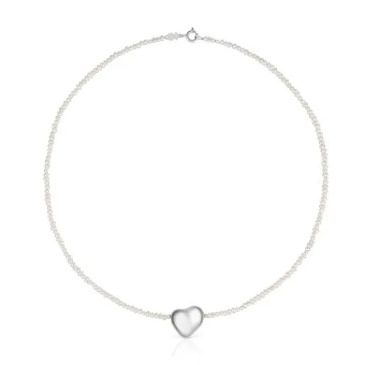 Collar de perlas cultivadas y motivo corazón de plata Tabit^TOUS Best