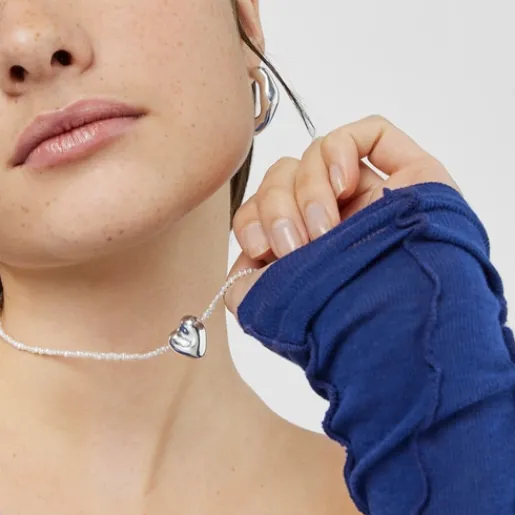 Collar de perlas cultivadas y motivo corazón de plata Tabit^TOUS Best