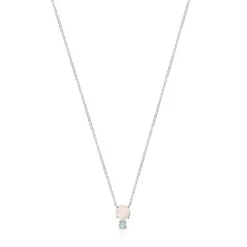 Collar de plata con cuarzo rosa y amazonita Mini Color^TOUS Best