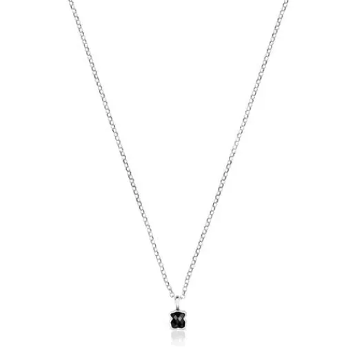 Collar de plata con motivo oso de ónix facetado Mini Onix^TOUS Discount