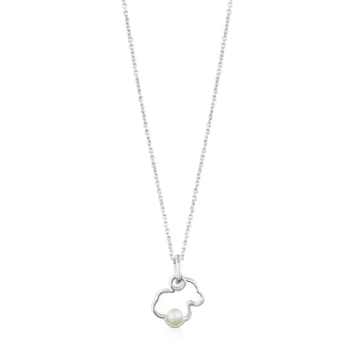 Collar de plata con perla cultivada motivo silueta oso Silueta^TOUS Online