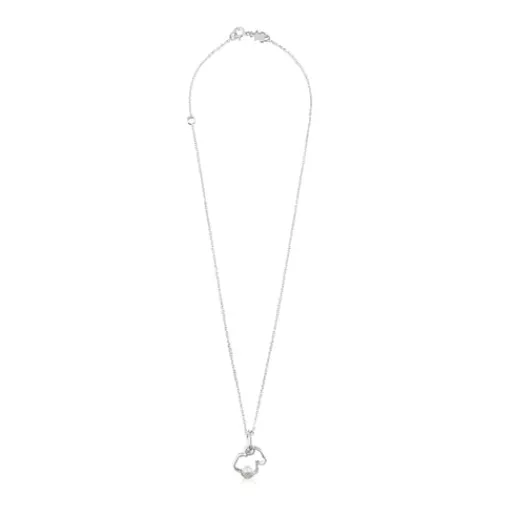 Collar de plata con perla cultivada motivo silueta oso Silueta^TOUS Online