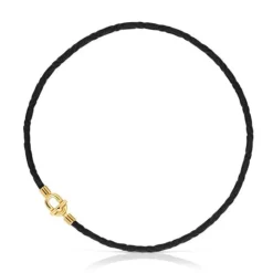 Collar elástico con baño de oro 18 kt sobre plata y cordón negro MANIFESTO^TOUS Clearance