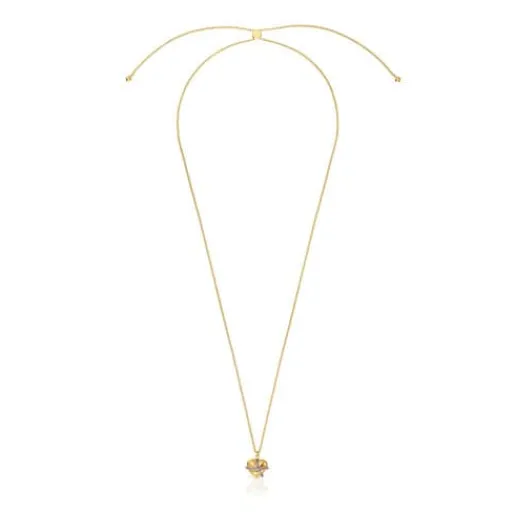Collar mediano corazón con baño de oro 18 kt sobre plata y rodolita Lligat^TOUS Hot