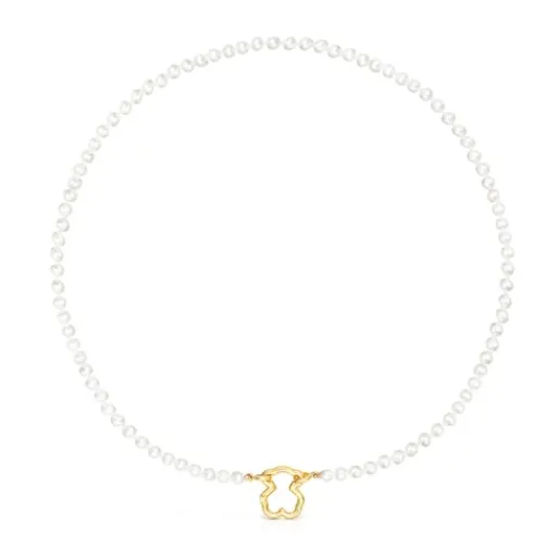Collar oso de oro y perlas Hold^TOUS