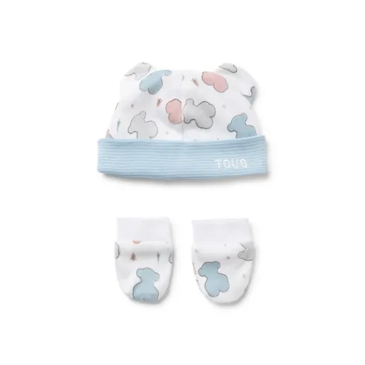 Conjunto de bebé gorro y manoplas Colors azul^TOUS Best