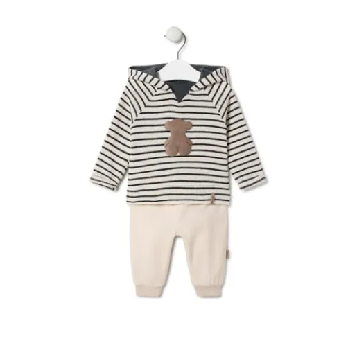 Conjunto de niño a rayas y liso Black crudo^TOUS Hot
