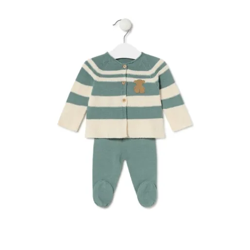 Conjunto de punto de bebé Tricot a rayas verde^TOUS Discount