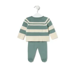 Conjunto de punto de bebé Tricot a rayas verde^TOUS Discount