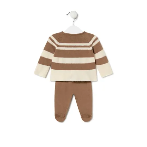 Conjunto de punto de bebé Tricot a rayas beige^TOUS Online