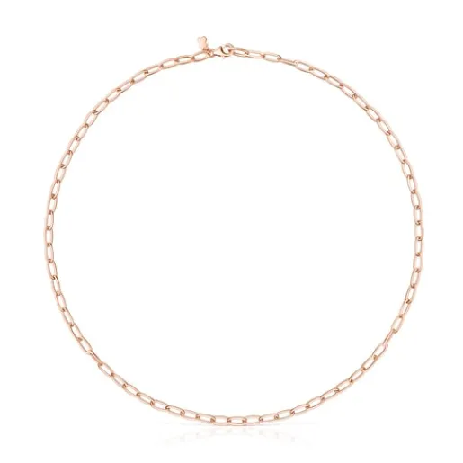 Gargantilla con baño de oro rosa 18 kt sobre plata y anillas ovales, 45 cm Chain^TOUS Hot