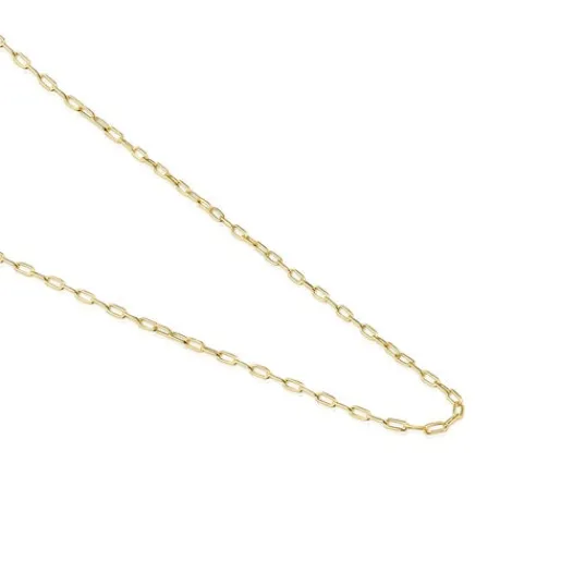 Gargantilla con baño de oro 18 kt sobre plata y anillas rectangulares, 40 cm Chain^TOUS